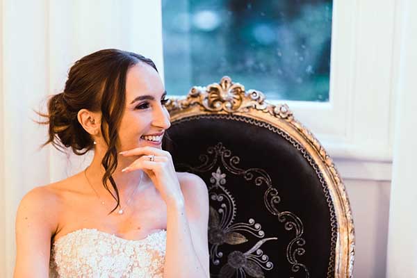 smiling bride at Lords Estate