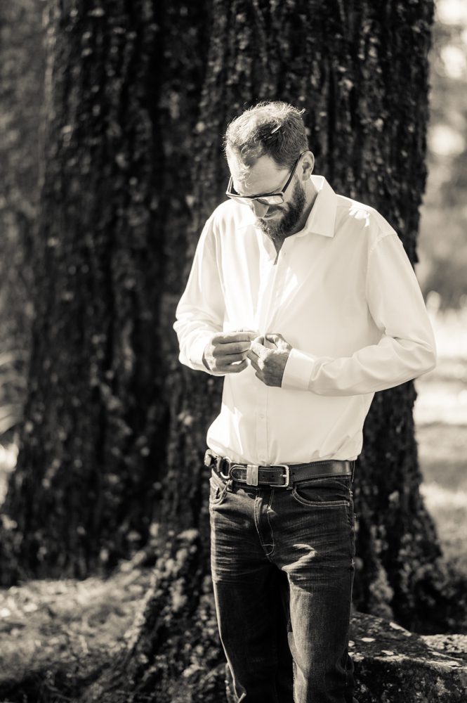 Groom getting ready for wedding