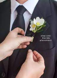 Holding boutonniere in place