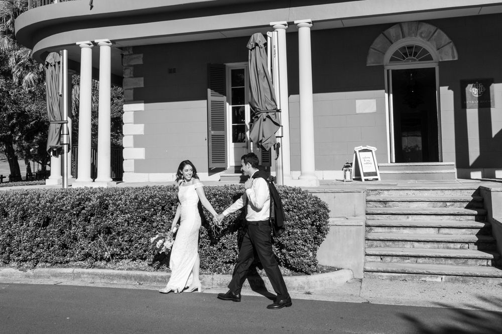 Bride and groom portraits at Watsons Bay wedding venue