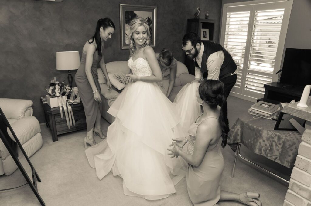 Bride getting ready for her Newcastle wedding