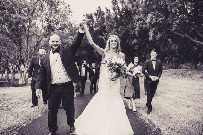 bridal party in bicentennial park