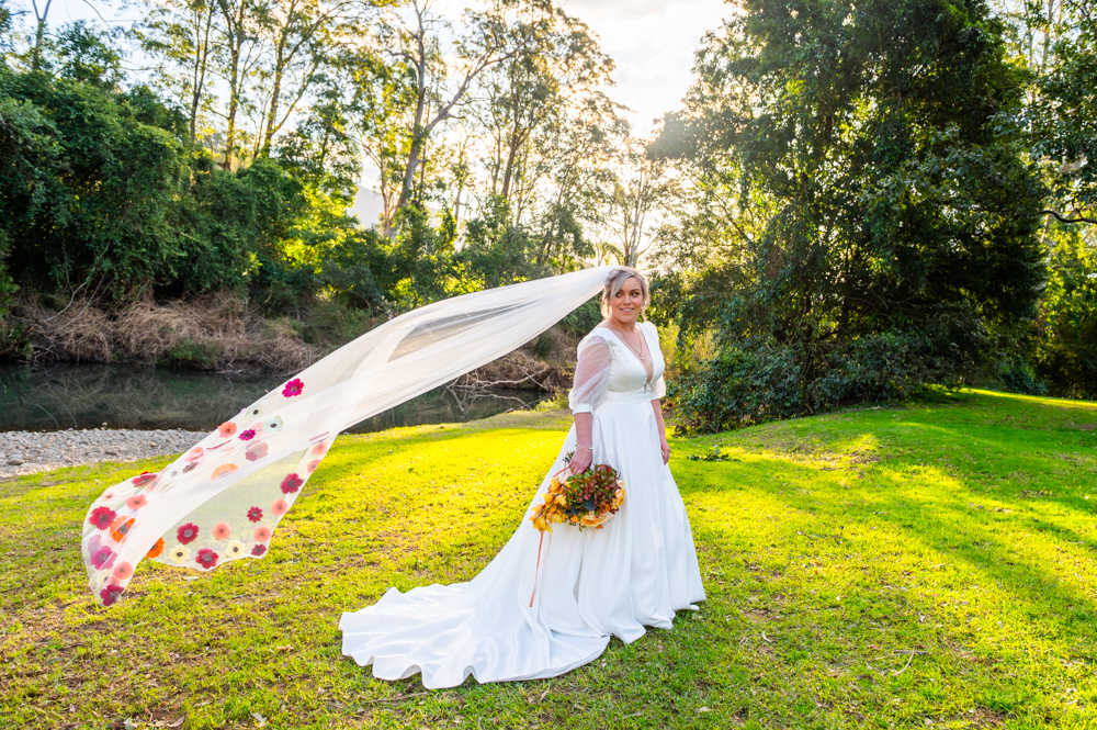 Bride at sunset